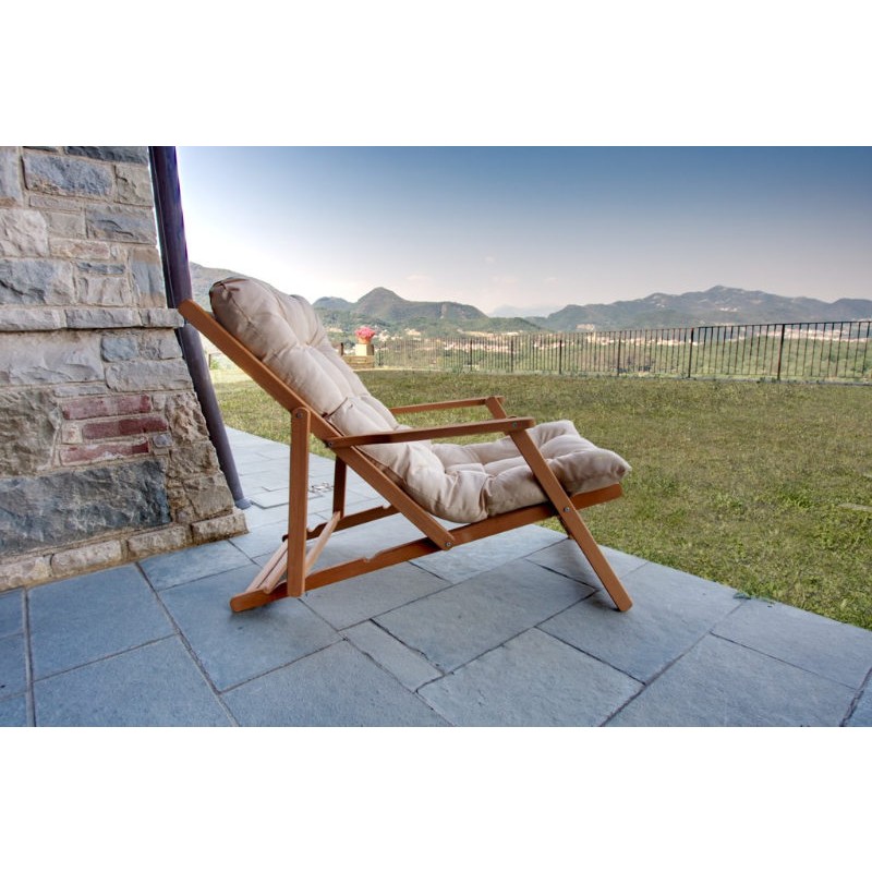 Verstellbarer Holzsessel Itaca Losa mit abnehmbarem Kissen