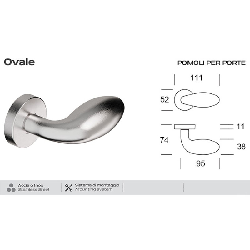 Drehknöpfe aus Edelstahl Oval 258 Reguitti