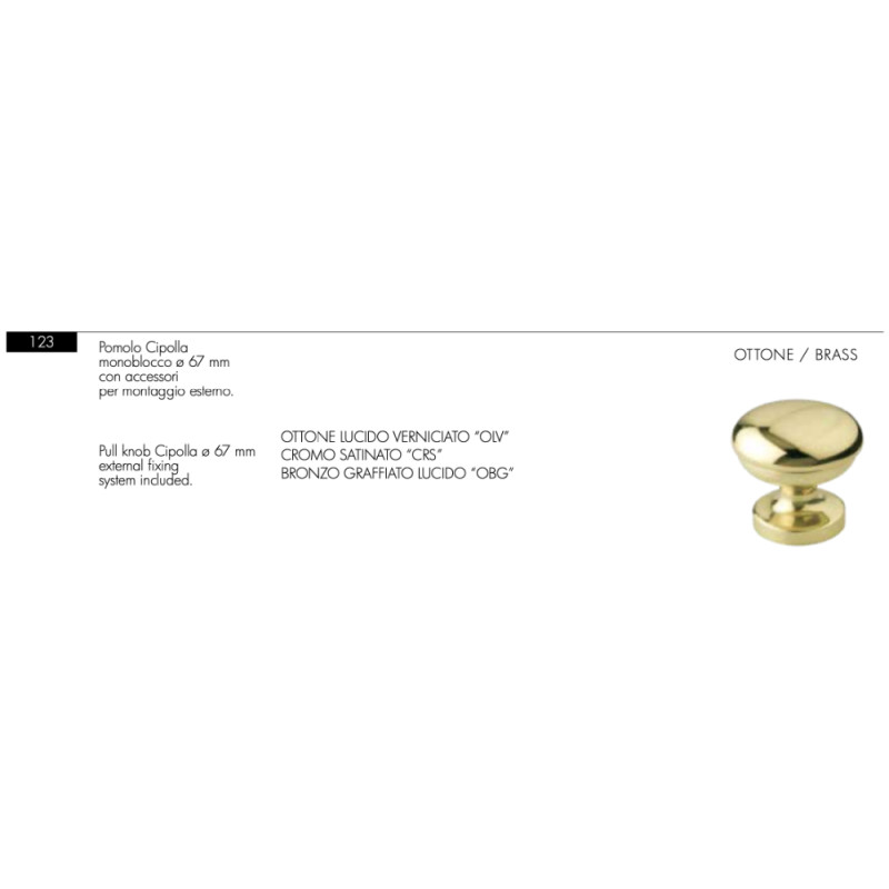 Monoblock-Türknauf für Sicherheitstüren Cipolla Arieni 123 Ø67 mm