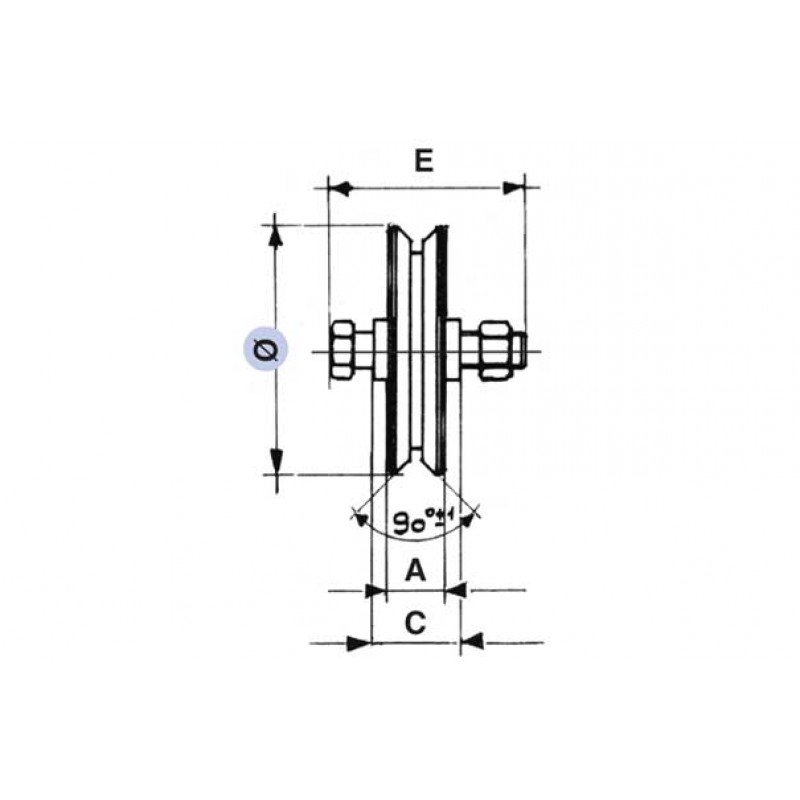 Rad für Schiebetore 1 Lagerkugel Throat V Verschiedene Durchmesser IBFM