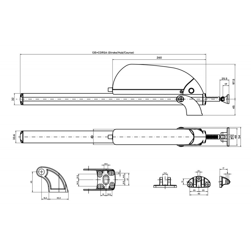 Sky650 Nekos 600N 230V-Rack Aktorhub 180-230-350-550-750-1000mm