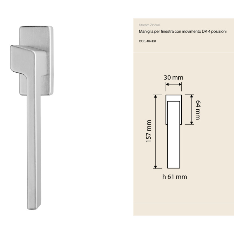Stream Zincral Linea Calì Fenstergriff mit DK-Bewegung