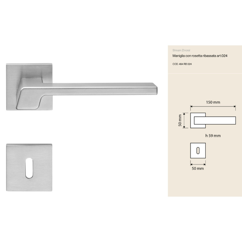 Stream Zincral Linea Calì Türgriff mit abgesenkter Rosette