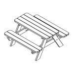 Picknicktisch für Kinder aus Kiefernholz 90x90 cm