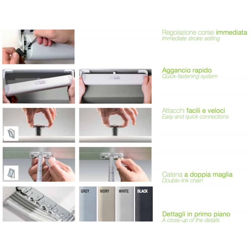 Drei-Aktuator Liwin Kette L35 Radio 3W-Net 230V ​L=2500<3750 Comunello Mowin