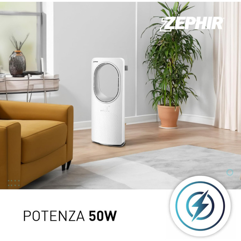 Zephir PH88BL weißer flügelloser Turmventilator mit Fernbedienung