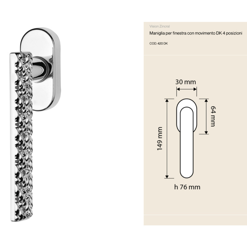 Vision Zincral Linea Calì Fenstergriff mit geprägtem Griff