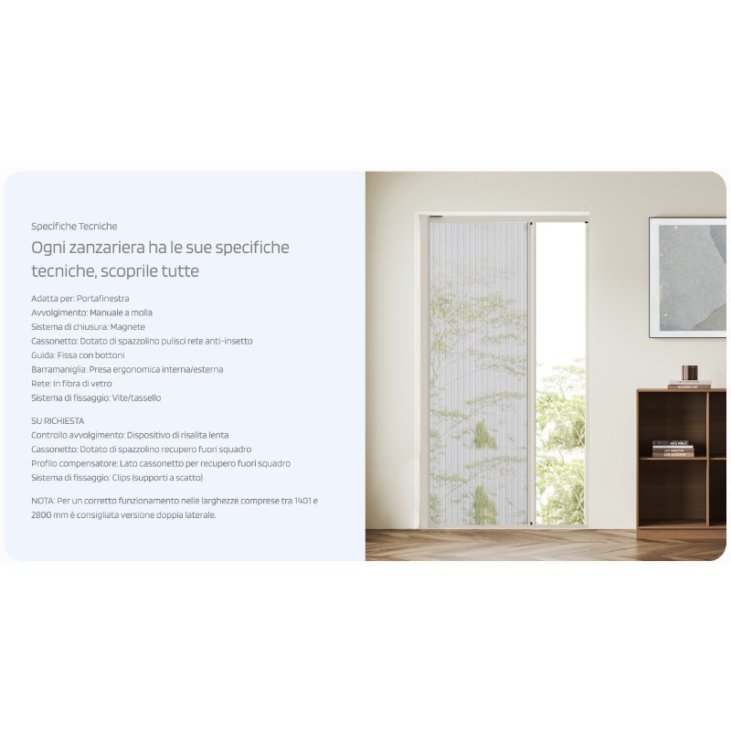 Seitlich verschiebbares Moskitonetz Mistral Rami Gesamtgröße 50mm