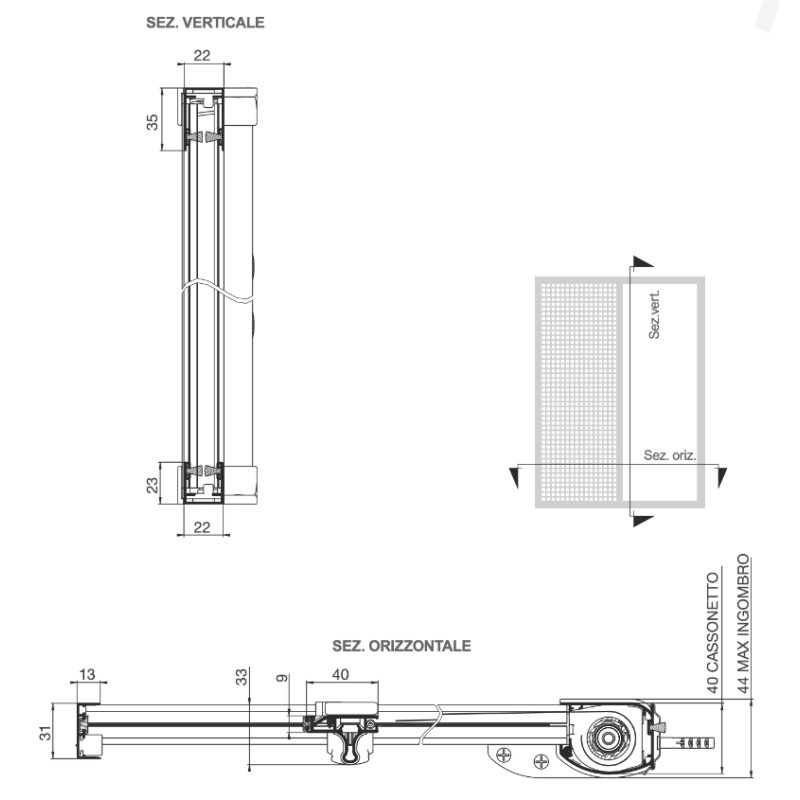 Ökonomisches seitliches Moskitonetz Pasini VESTA L40 S 1 Tür