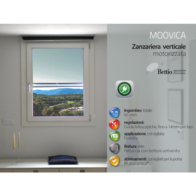 Moskitonetz Bettio Moovica Vertikale motorisierte Fenster