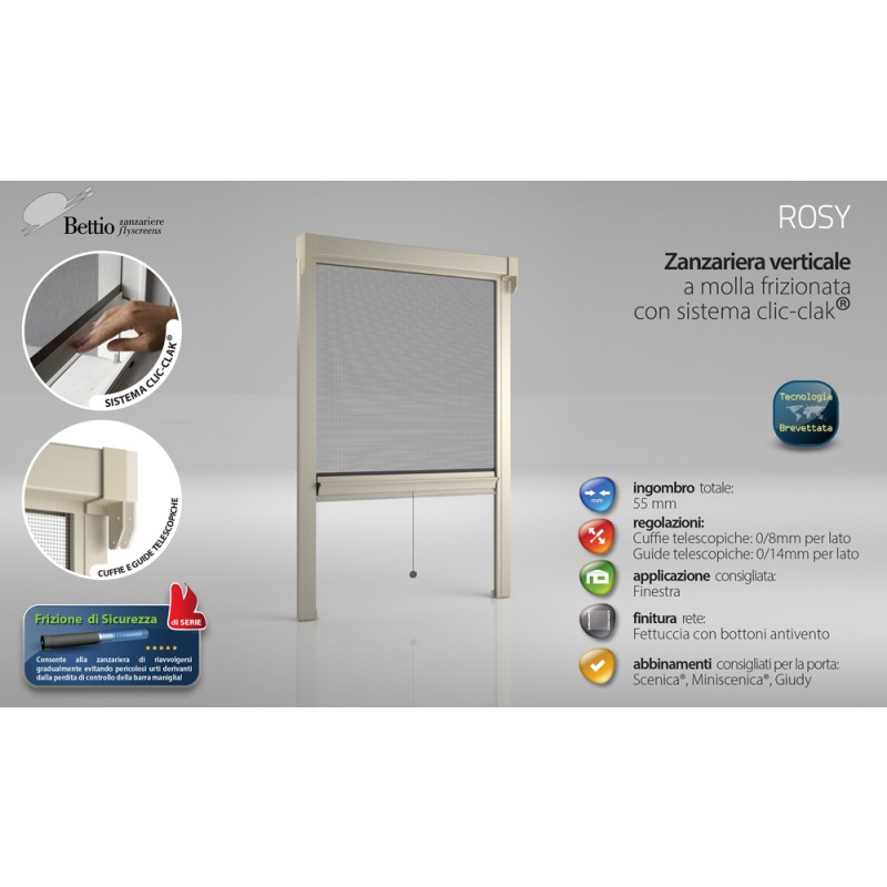 Moskitonetz Bettio Rosy Frühjahr gerieben Klick-Klack und Guides vertikale Feder