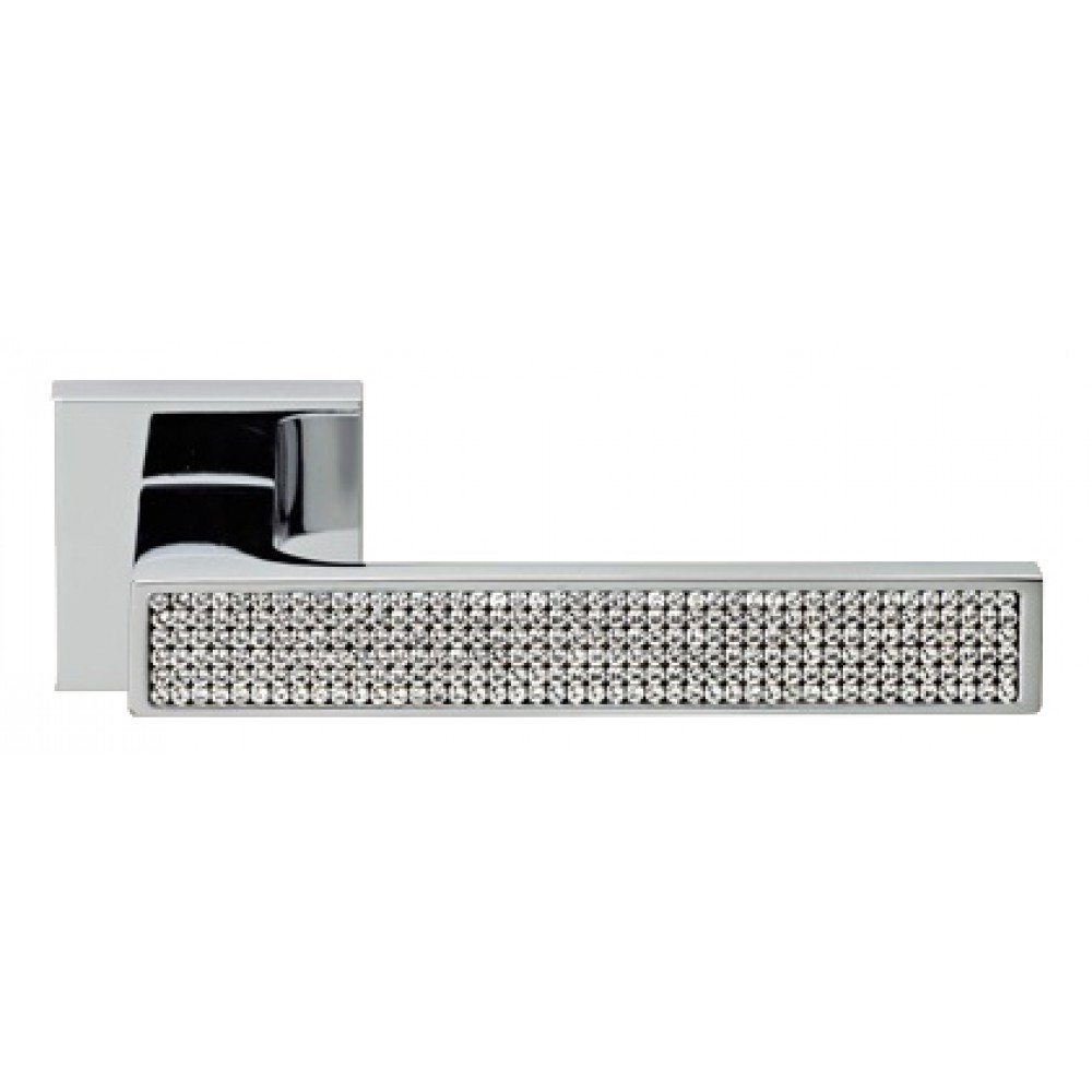 Zen Mesh Glänzender Chrom Türgriff auf Rosette Linea Calì Crystal